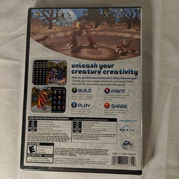 NEW SEALED EA Spore PC Video Game Creature Creator Cd-Rom Mac Win 2008 Rated E - Picture 2 of 6